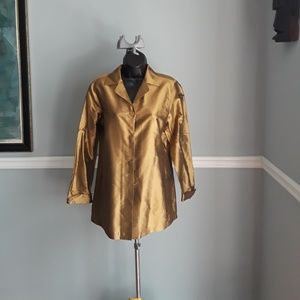 NWOT S.L.B. 100% Silk Bronze Vented Jacket Size 6